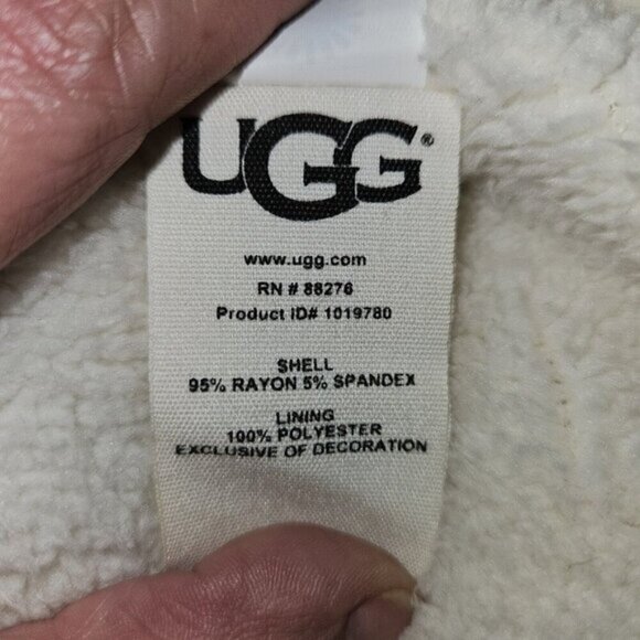 Ugg Faux Shearling Shawl Cardigan Size Medium Heather Gray Cream Ivory - Picture 11 of 16
